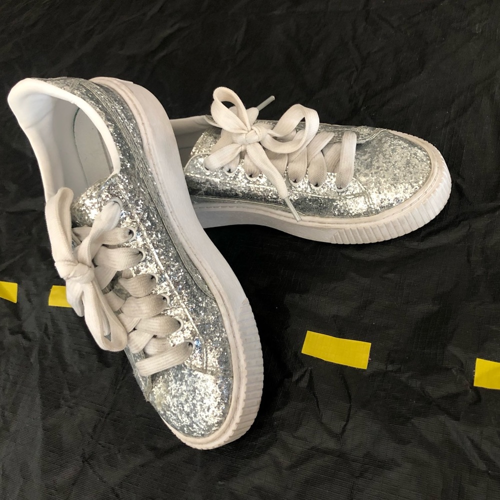Puma glitter platform basketball sneakers - Silver